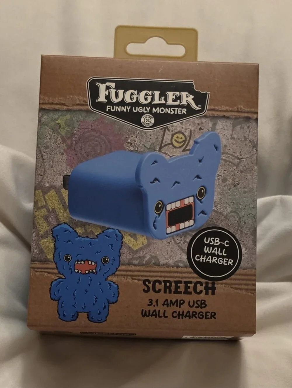 Fuggler USB Wall Charger Screech Funny Ugly Monster USB-C 3.1 Amp Block New